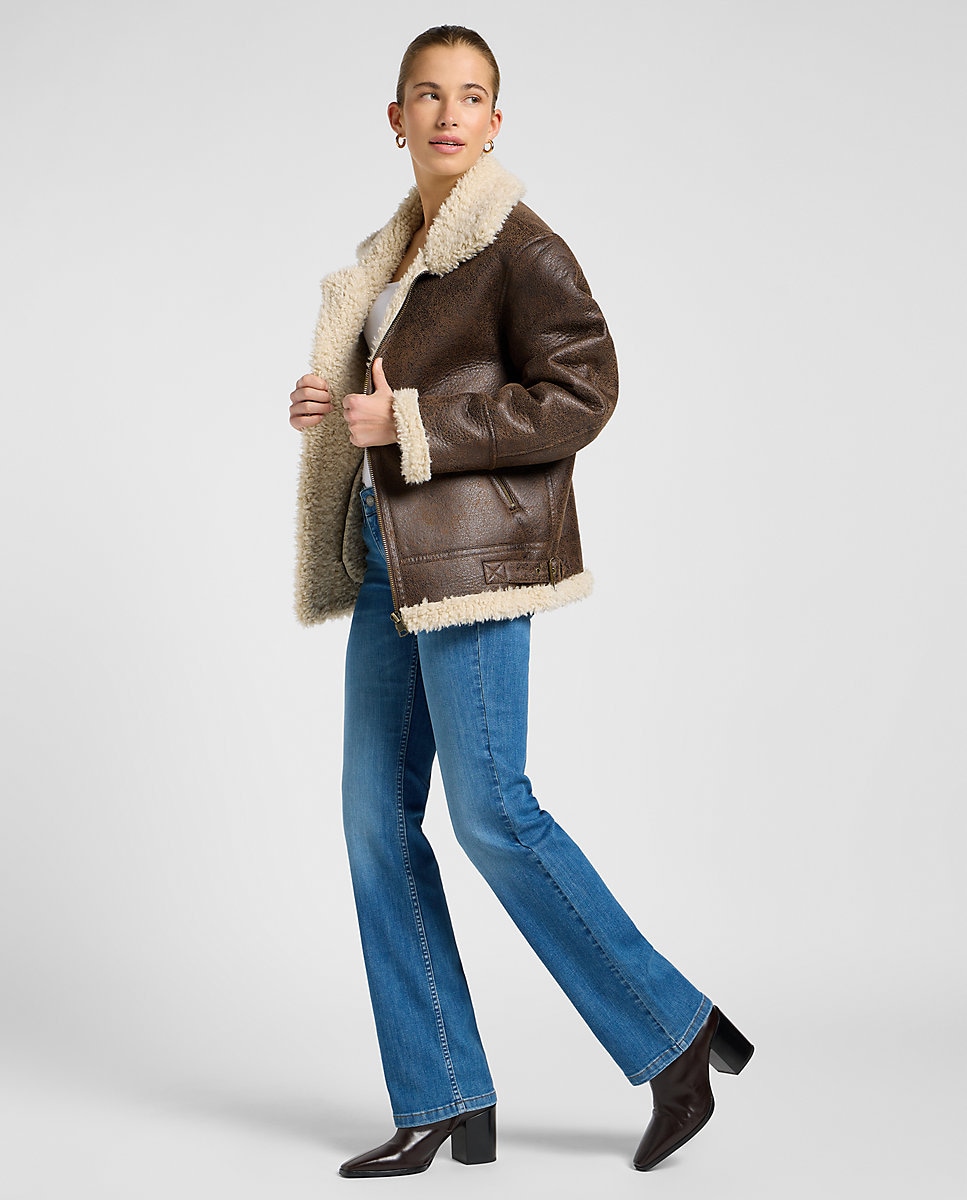 Cazadora de mujer Aviator con apliques de borreguito · Lee · El
