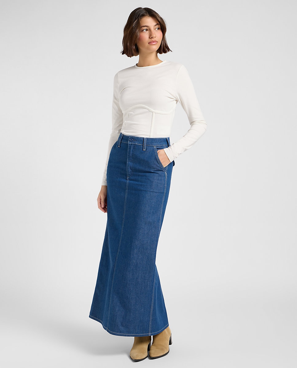 Falda vaquera larga - Lee - Azul Azul-3