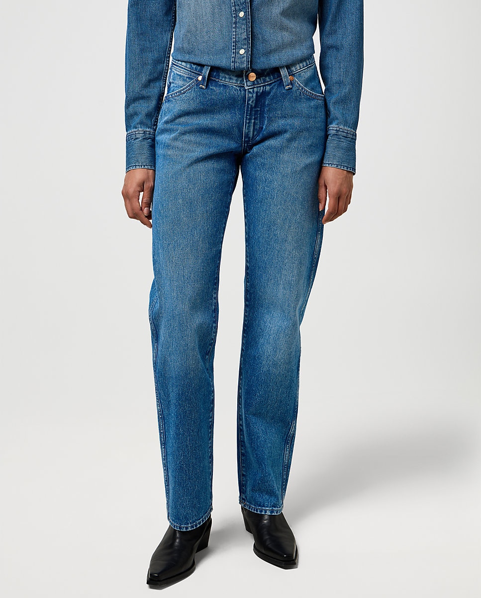 Wrangler - Vaqueros rectos de mujer de tiro bajo cowboy.