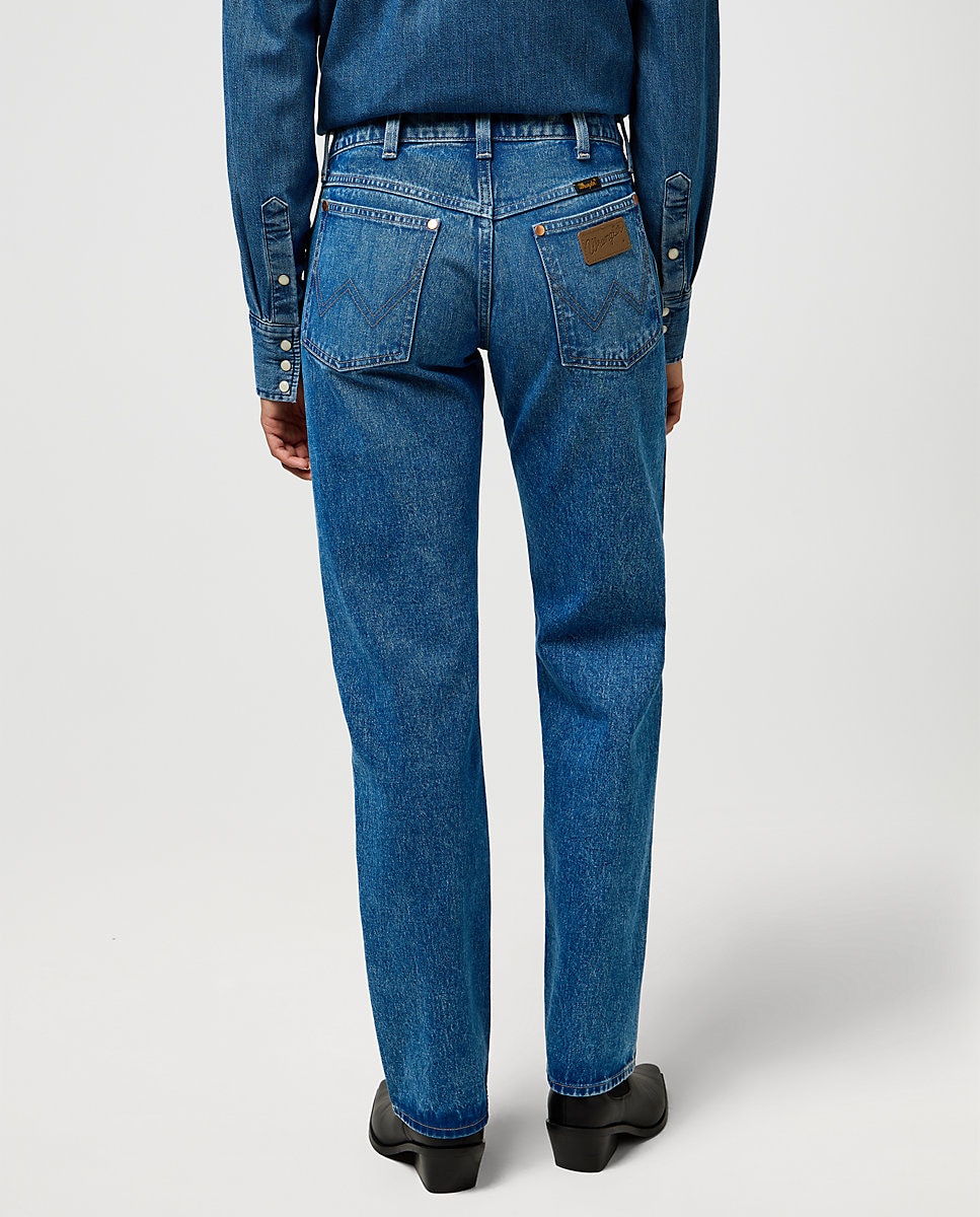 Vaqueros rectos de mujer de tiro bajo cowboy - Wrangler - Azul índigo Azul índigo-2