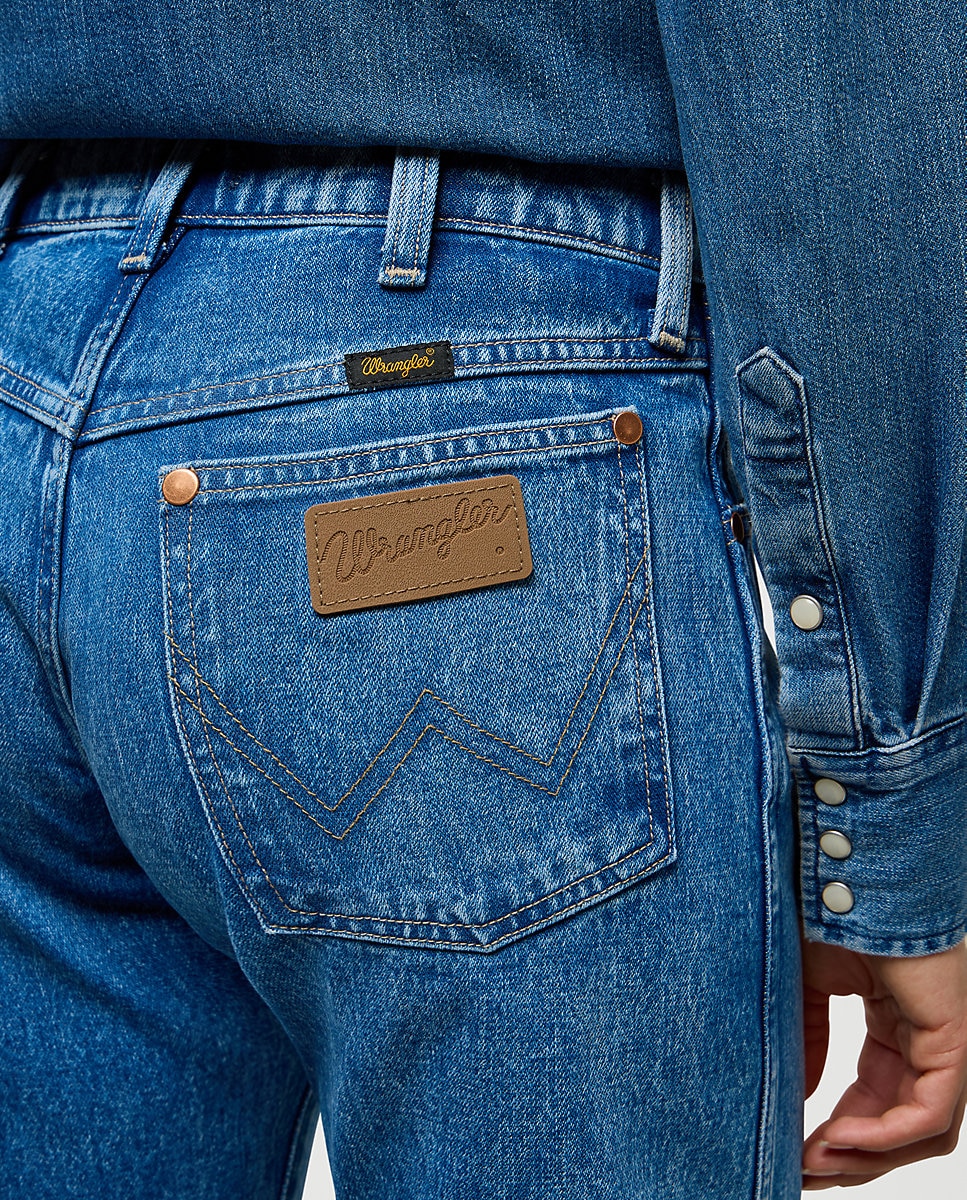 Vaqueros rectos de mujer de tiro bajo cowboy - Wrangler - Azul índigo Azul índigo-4