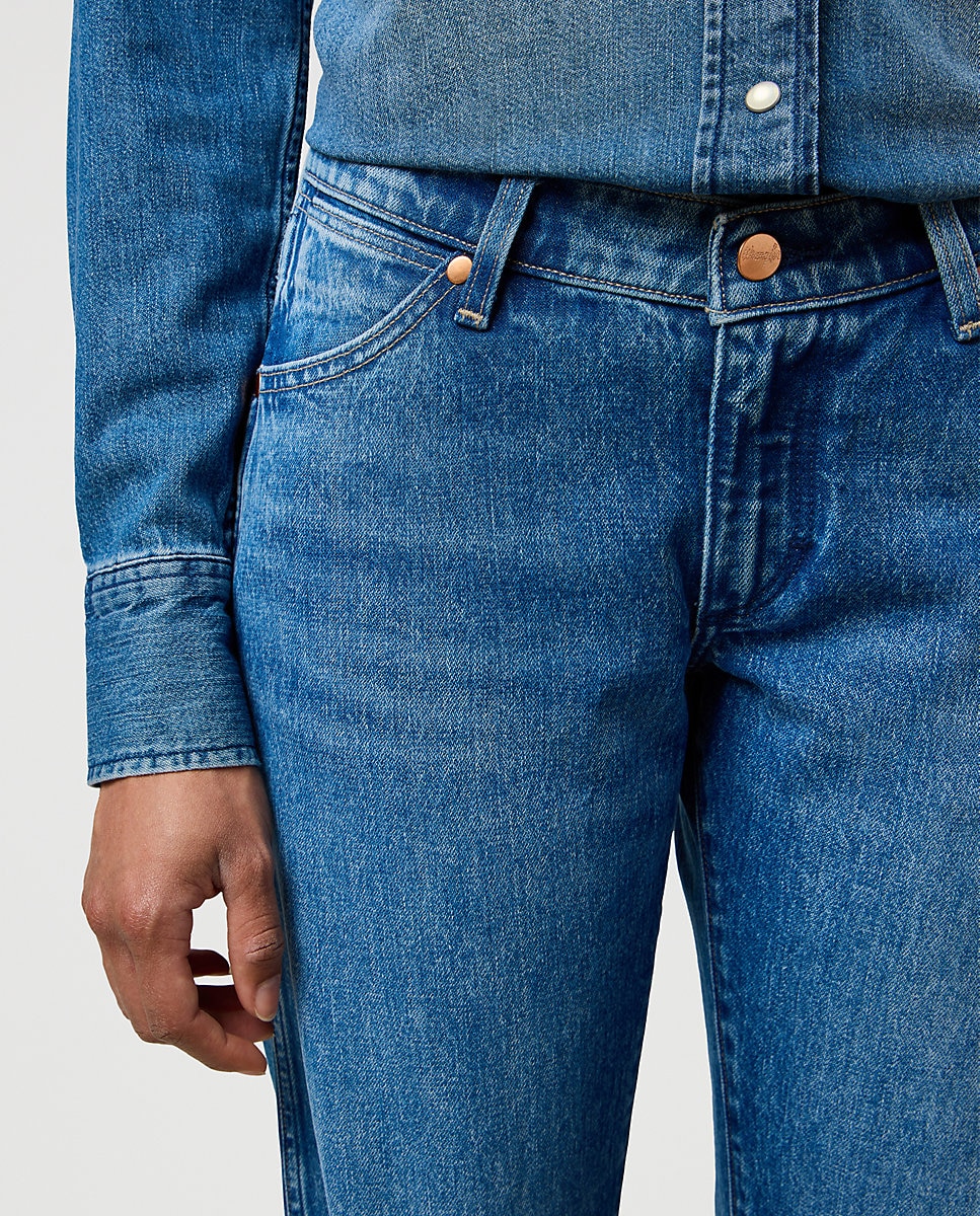 Vaqueros rectos de mujer de tiro bajo cowboy - Wrangler - Azul índigo Azul índigo-5