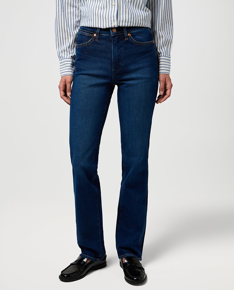Imagen 2 de Vaqueros straight de mujer de corte recto y cintura regular - Wrangler - Azul denim Azul denim
