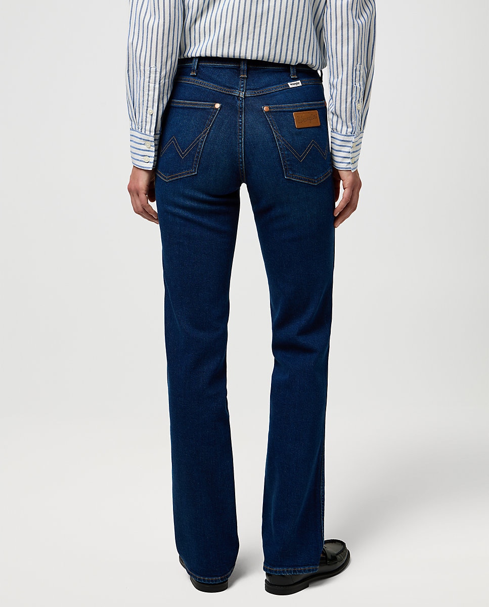 Imagen 3 de Vaqueros straight de mujer de corte recto y cintura regular - Wrangler - Azul denim Azul denim