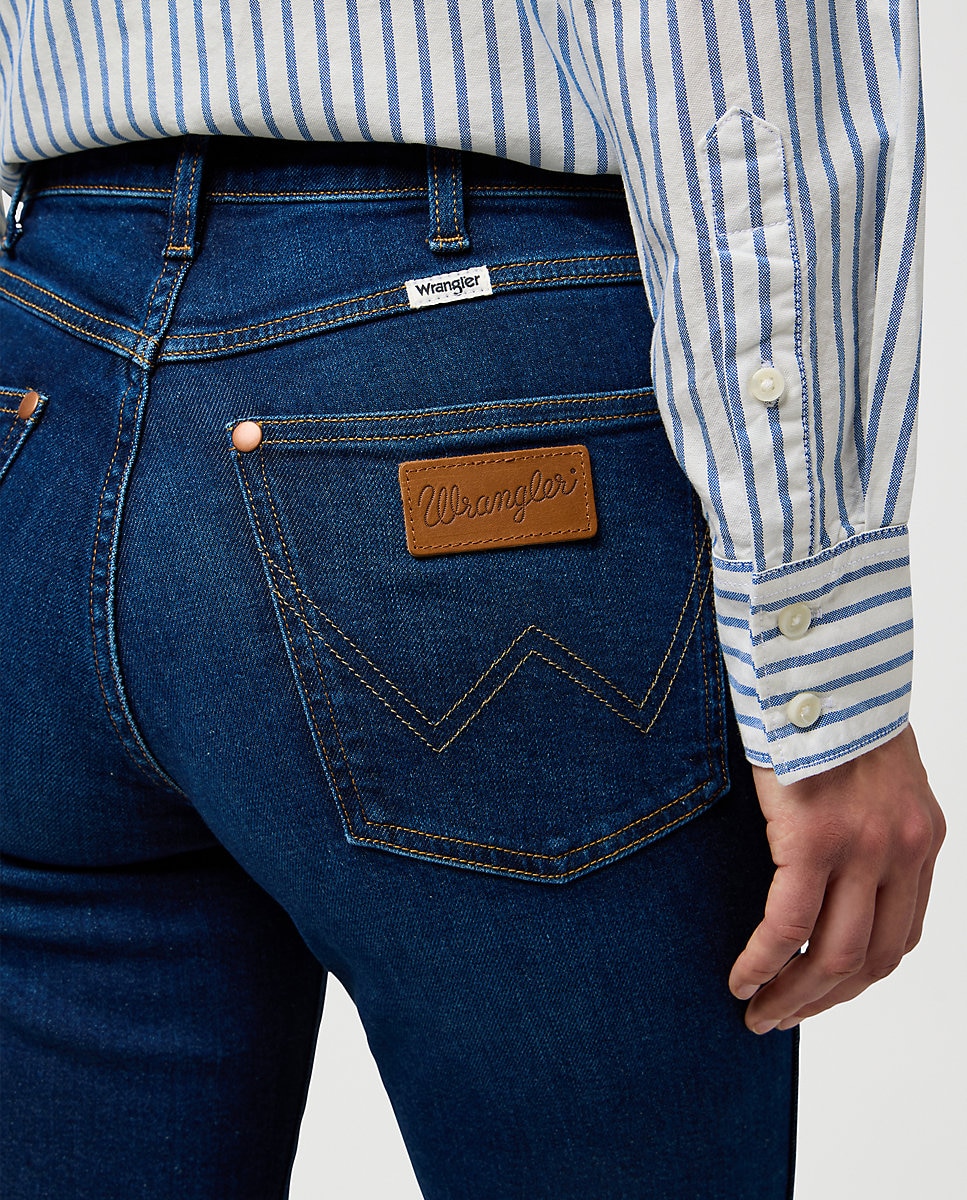 Imagen 4 de Vaqueros straight de mujer de corte recto y cintura regular - Wrangler - Azul denim Azul denim