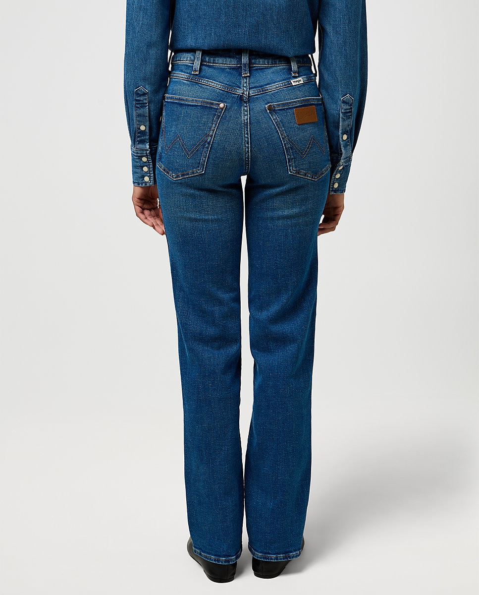 Vaqueros Straight de mujer de corte recto y cintura media - Wrangler - Azul denim Azul denim-2