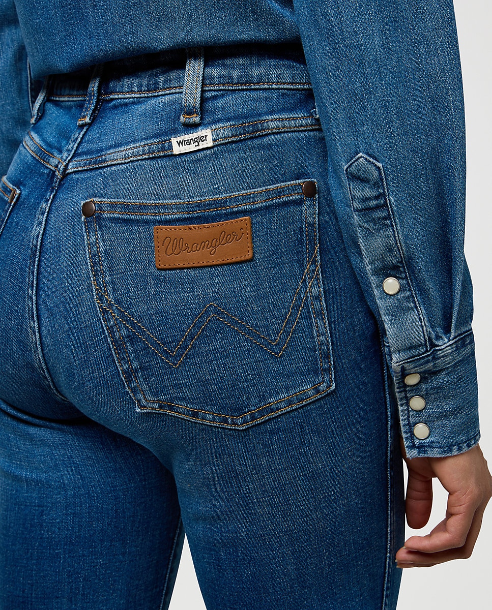 Vaqueros Straight de mujer de corte recto y cintura media - Wrangler - Azul denim Azul denim-4