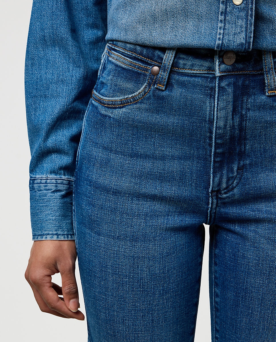 Vaqueros Straight de mujer de corte recto y cintura media - Wrangler - Azul denim Azul denim-5