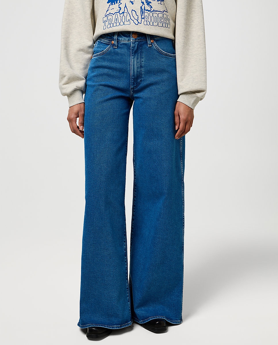 Vaquero de mujer Canyon de corte ancho y cintura alta - Wrangler - Azul Azul-1