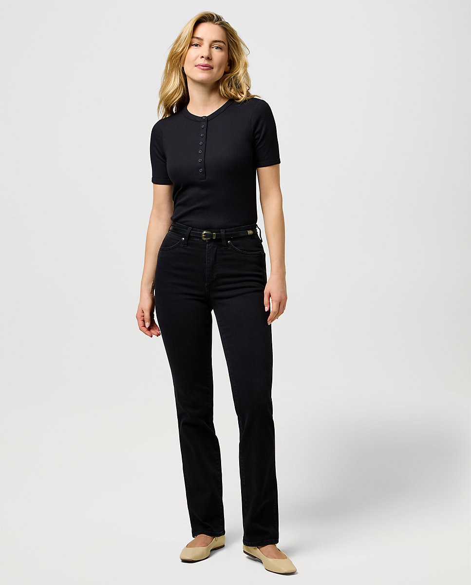 Vaqueros Straight de mujer de corte recto y cintura media - Wrangler - Negro Negro-3