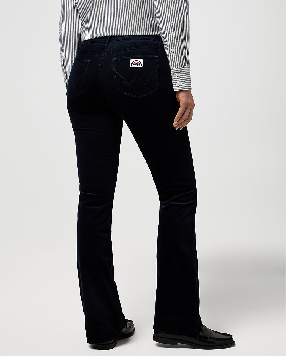 Pantalones de mujer flare en - Wrangler - Azul marino Azul marino-2