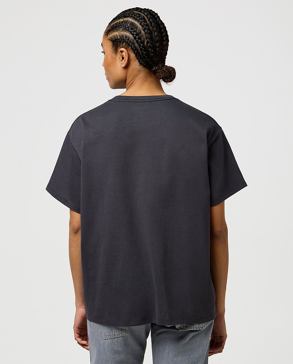 Camiseta de mujer de corte relajado con estampado frontal - Wrangler - Negro / Naranja Negro / Naranja-2