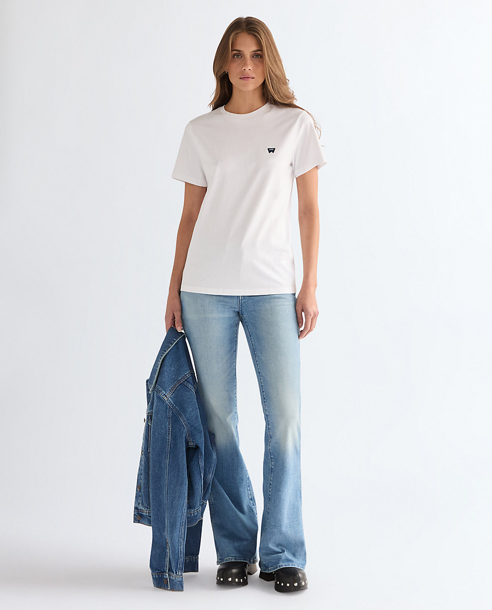 Camiseta de mujer de corte slim y manga corta - Wrangler - Blanco Blanco-3