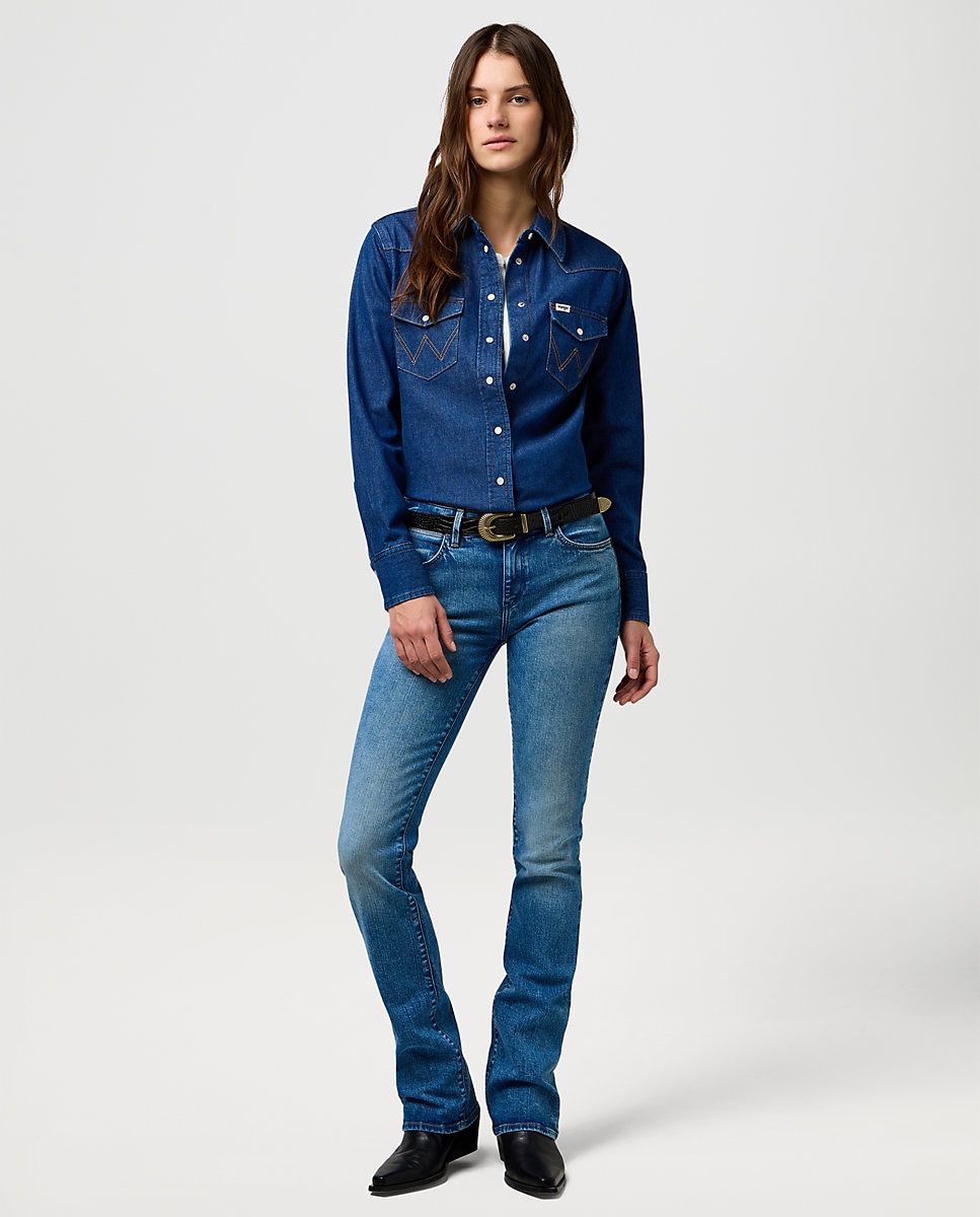 Vaquero de mujer de corte bootcut y cintura media - Wrangler - Azul Azul-3
