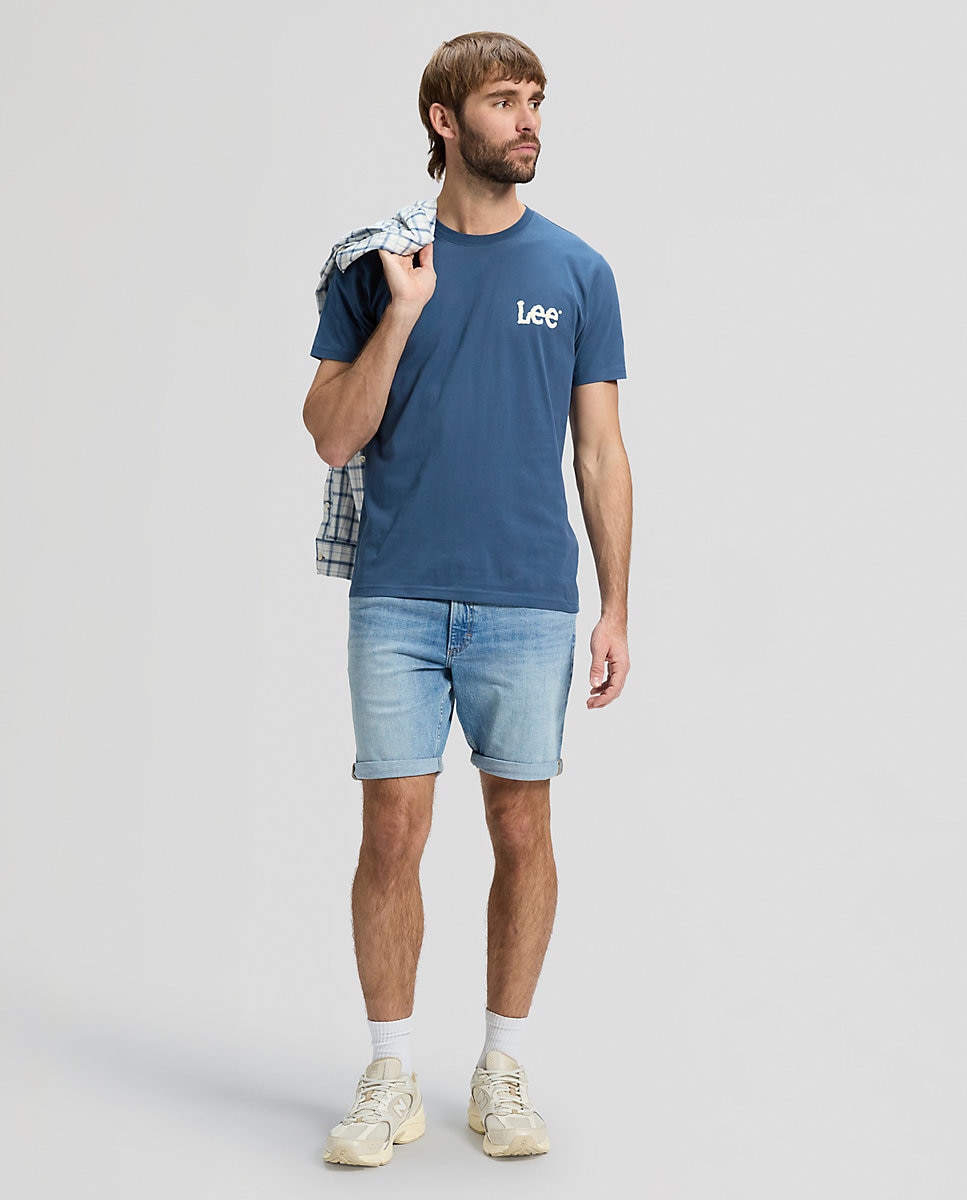 Imagen 3 de Pantalones cortos vaqueros de hombre de corte slim en gris - Lee - Azul denim Azul denim