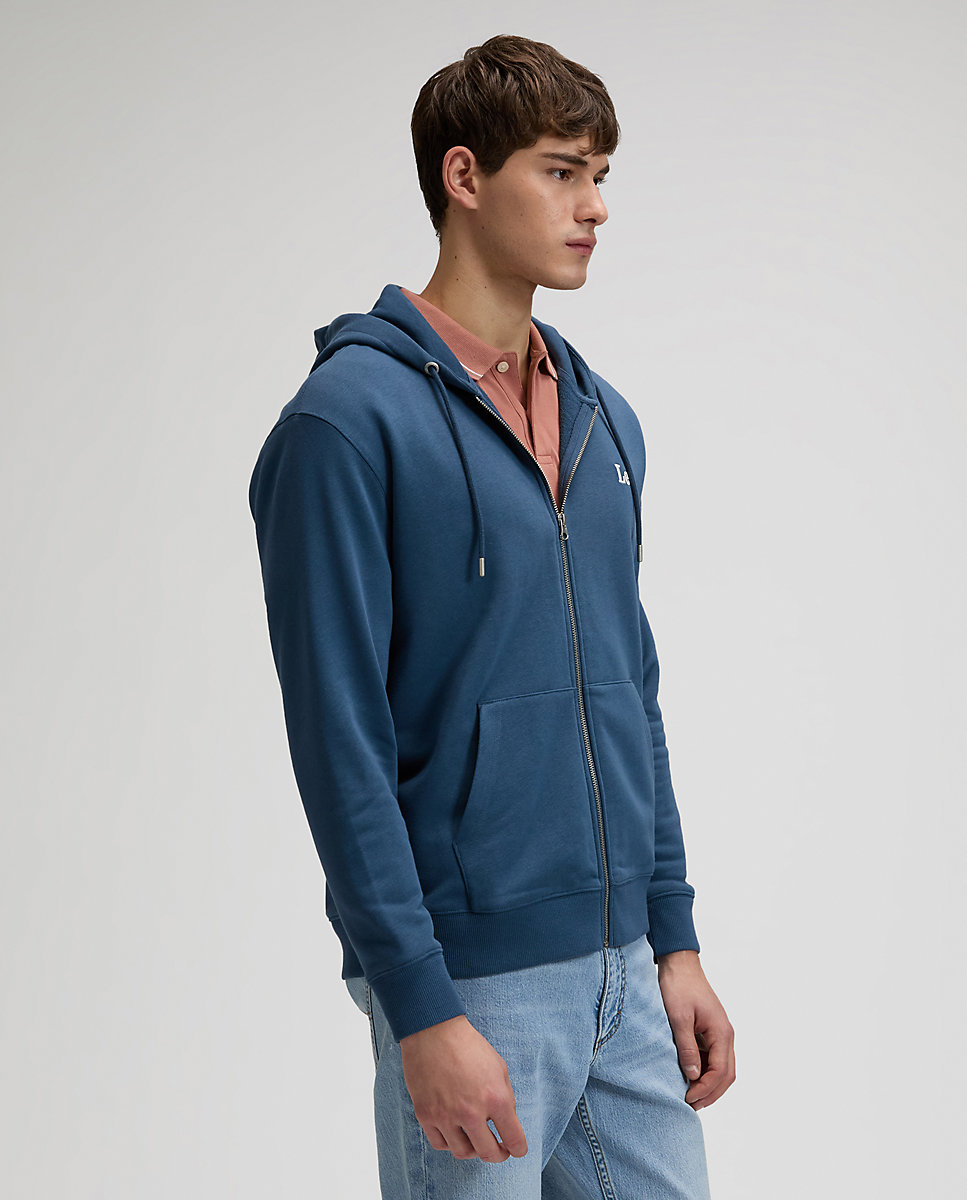 Sudadera con capucha de hombre con cremarella - Lee - Azul marino Azul marino-4
