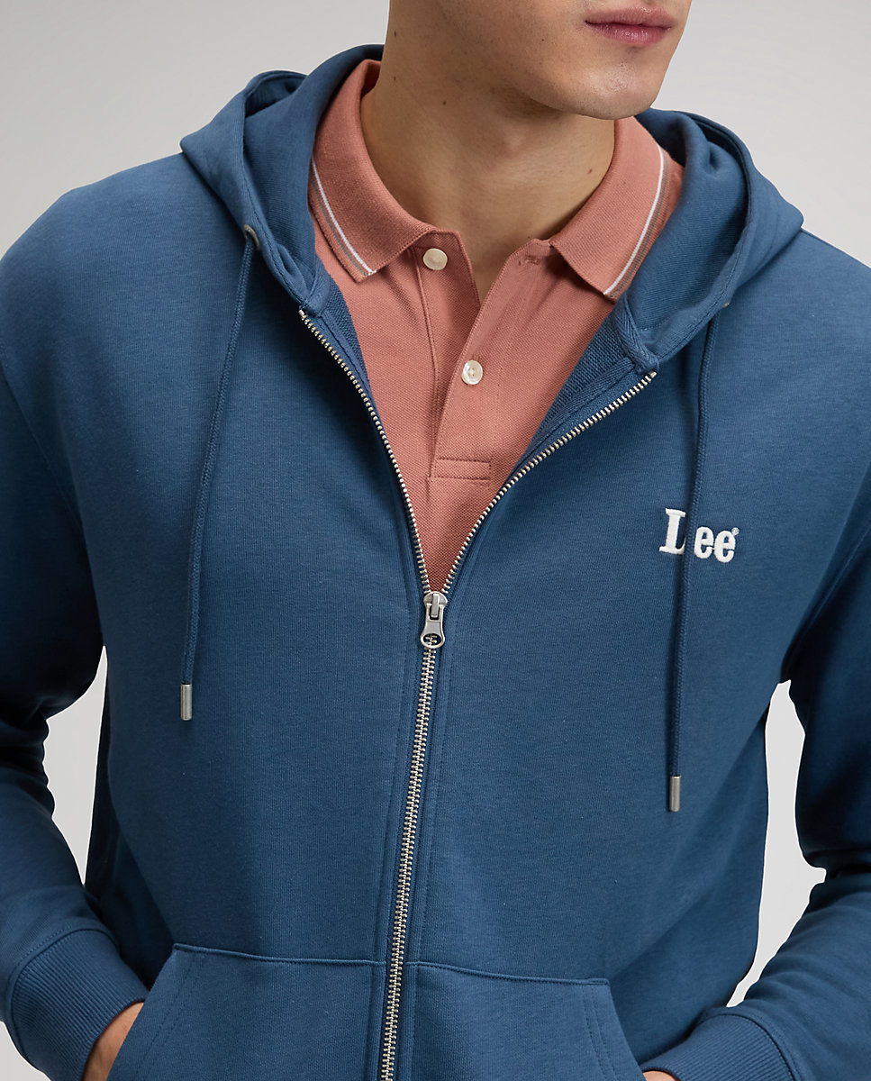 Sudadera con capucha de hombre con cremarella - Lee - Azul marino Azul marino-5