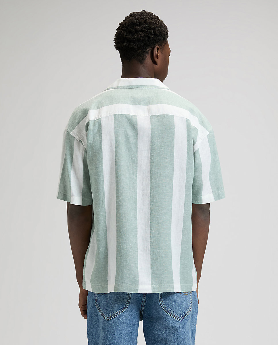 Camisa de hombre resort de manga corta de corte relaxed - Lee - Azul / Blanco Azul / Blanco-2
