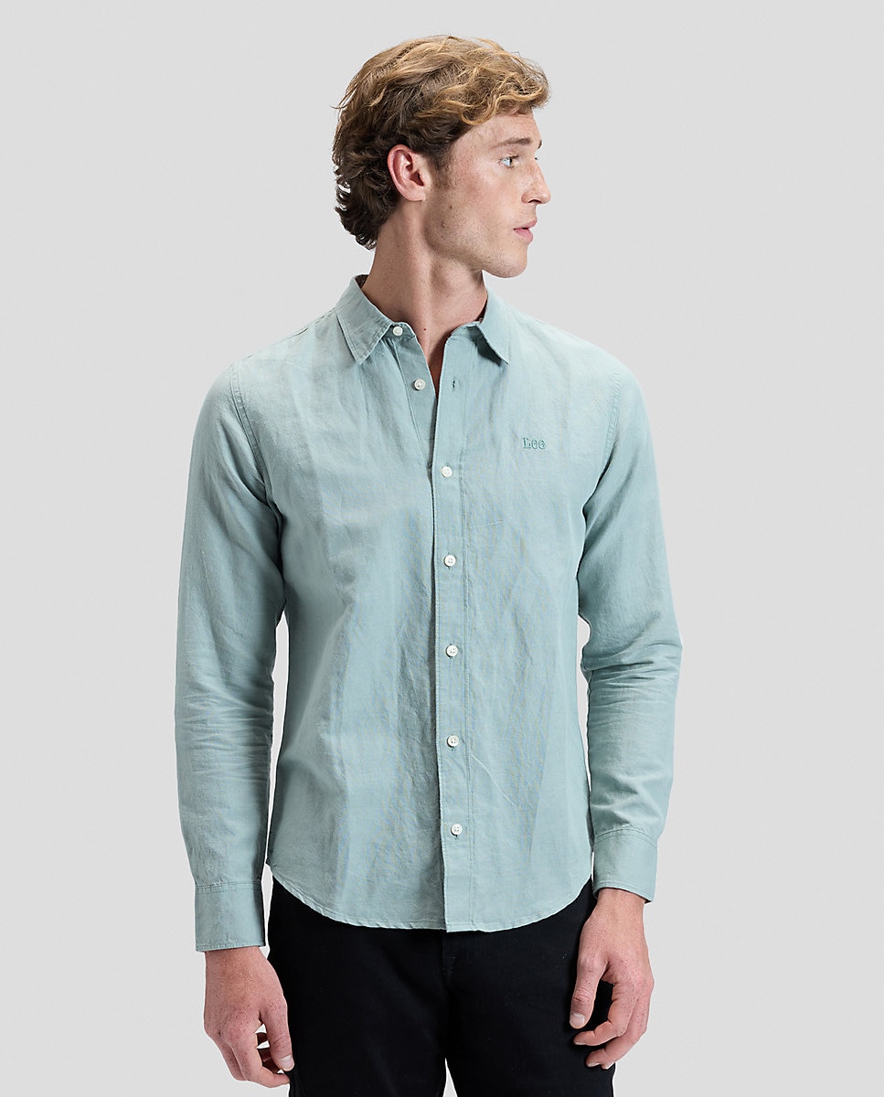 Camisa de hombre de manga larga de corte regular - Lee - Verde Verde-1