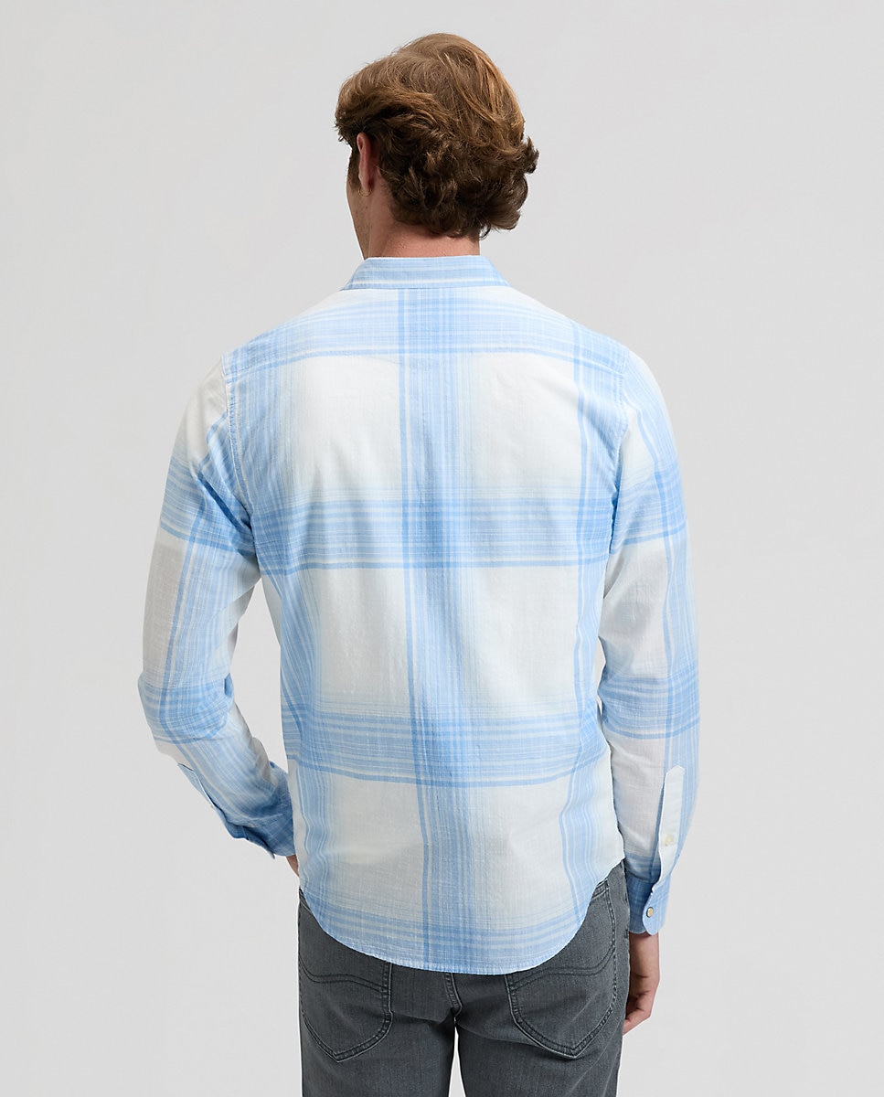 Camisa de hombre de manga larga de cuadros - Lee - Azul / Blanco Azul / Blanco-2