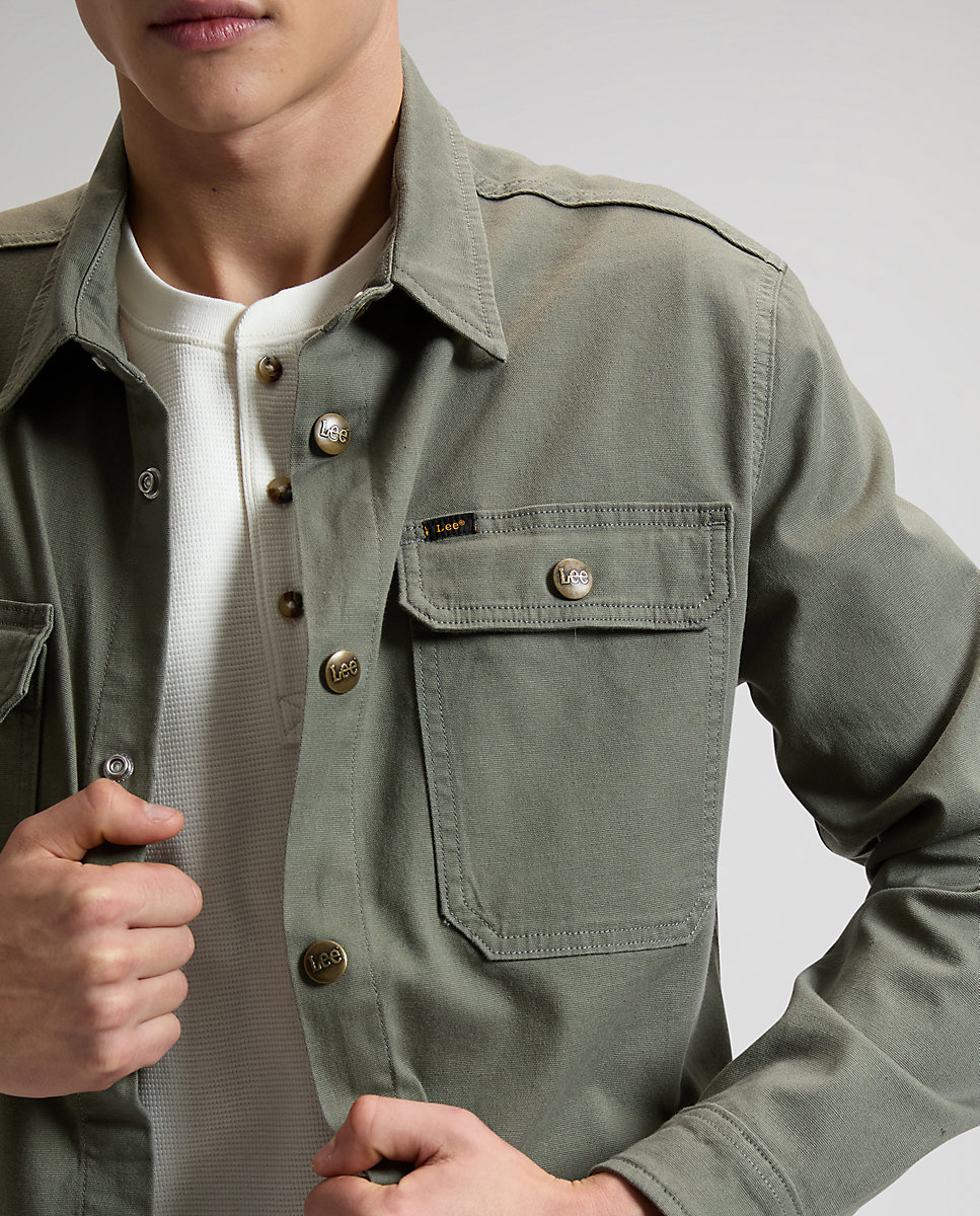 Camisa de hombre dos bolsillo de corte relaxed - Lee - Verde militar Verde militar-5