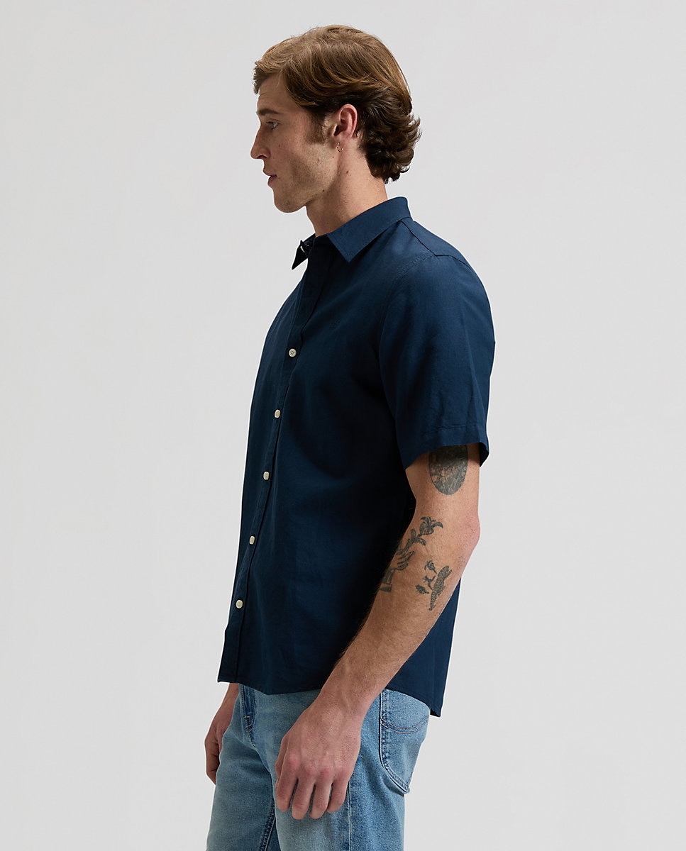 Camisa de hombre de manga corta y corte regular - Lee - Azul marino Azul marino-4