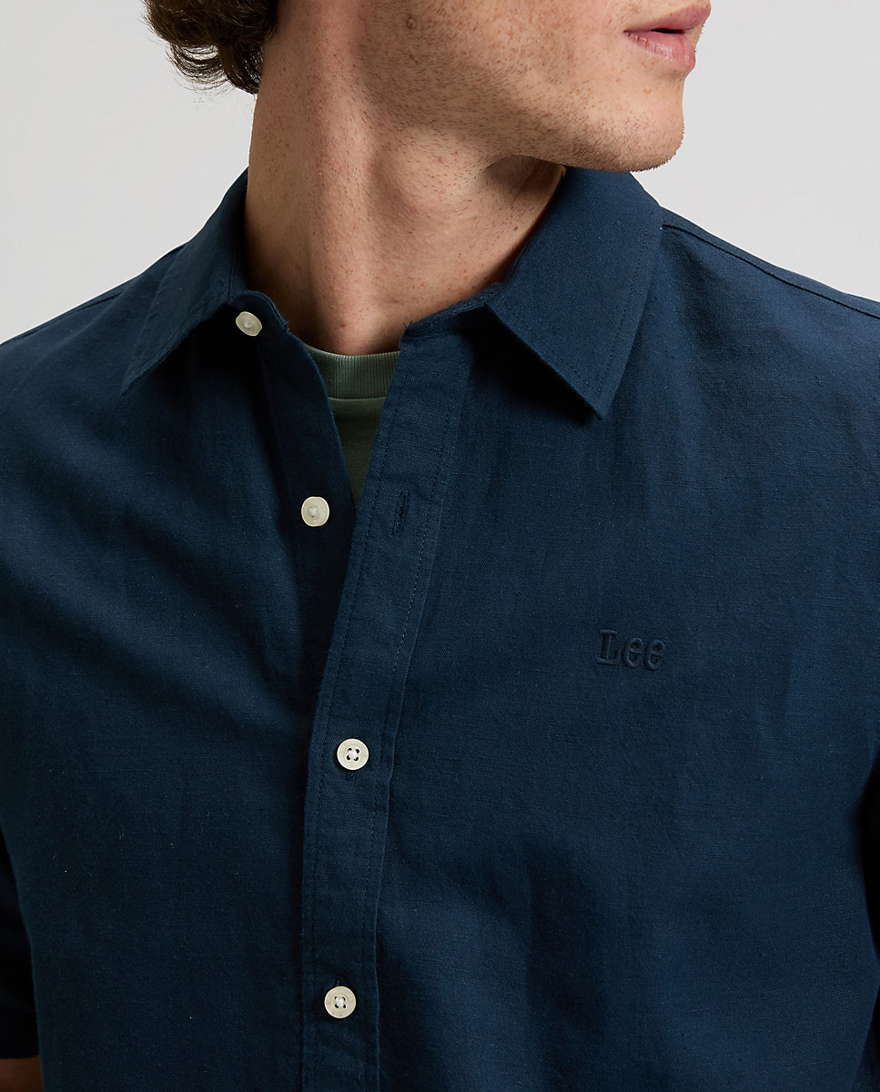 Camisa de hombre de manga corta y corte regular - Lee - Azul marino Azul marino-5