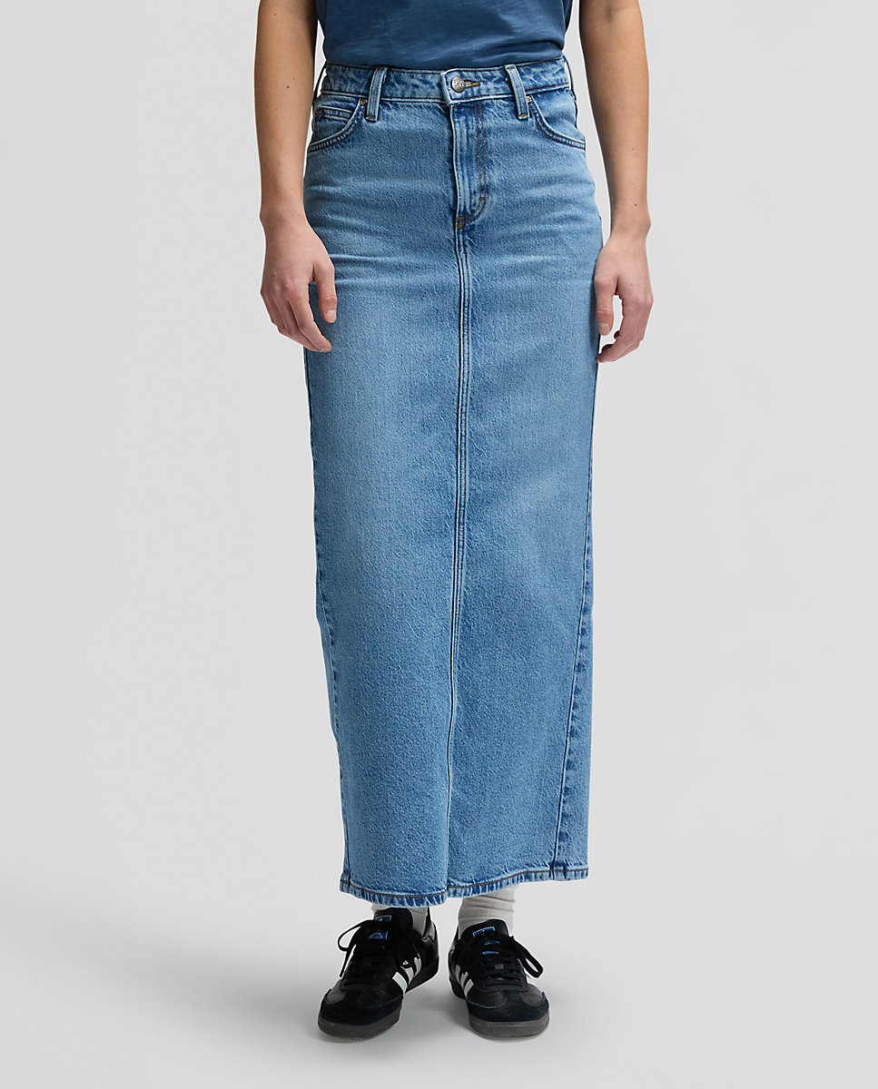 Imagen 0 de Falda vaquera larga con abertura trasera Azul denim