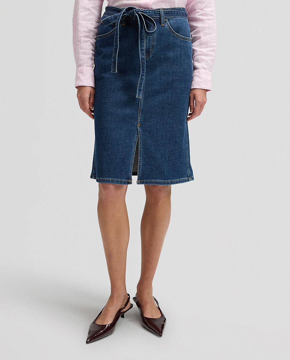Falda vaquera de corte midi - Lee - Azul Azul-1