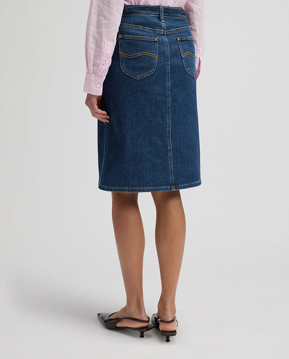 Falda vaquera de corte midi - Lee - Azul Azul-2