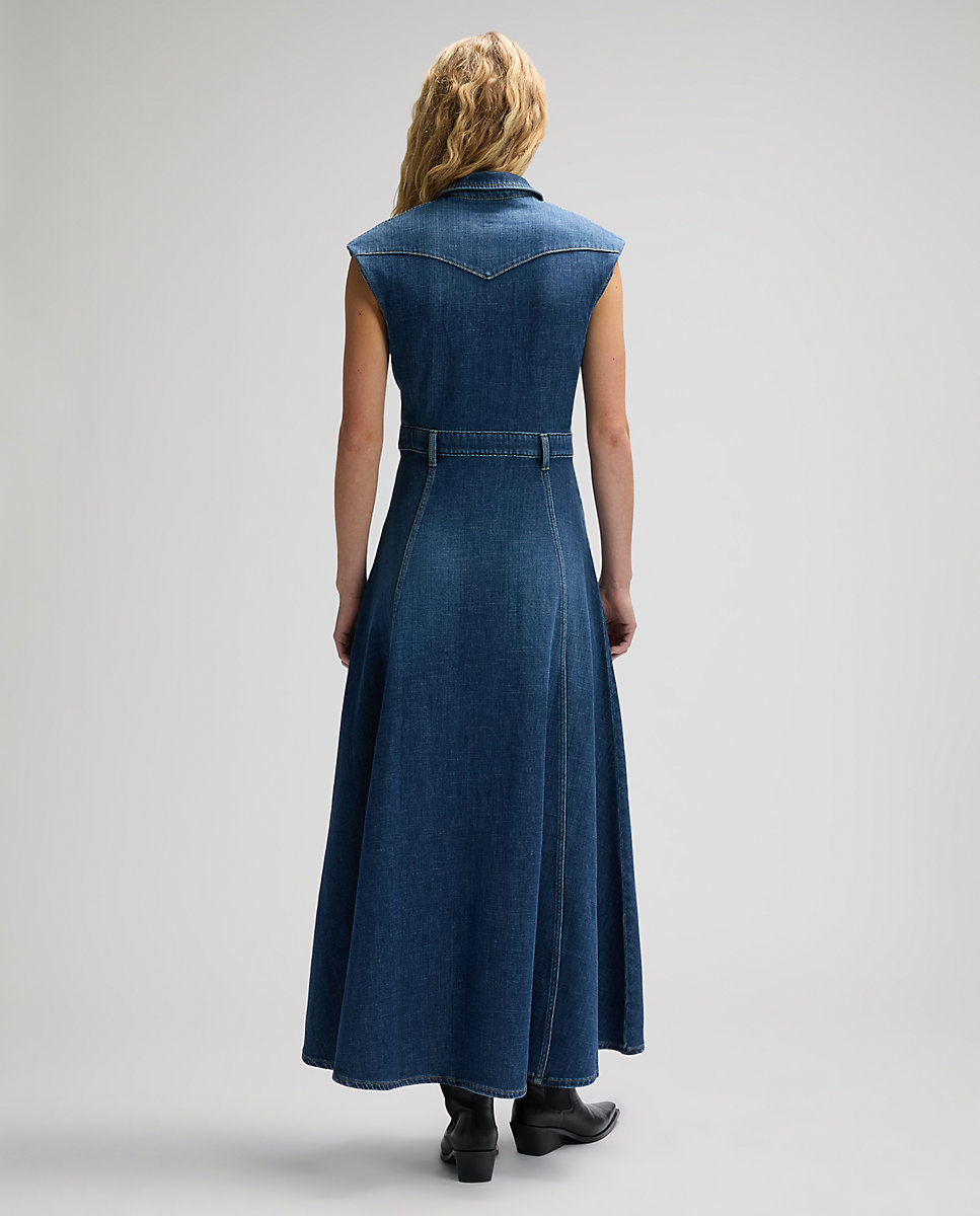 Vestido vaquero largo sin mangas - Lee - Azul Azul-2
