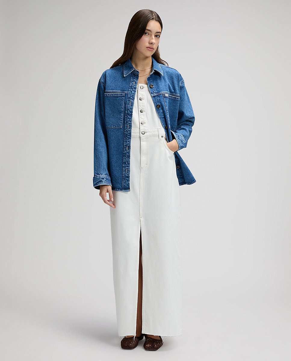 Vestido vaquero en blanco con tirantes ajustables - Lee - Blanco Blanco-3