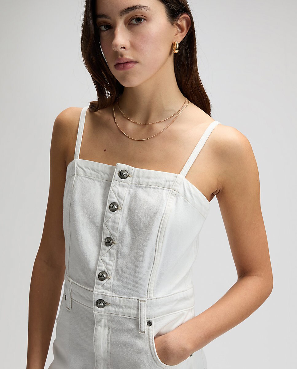 Vestido vaquero en blanco con tirantes ajustables - Lee - Blanco Blanco-5