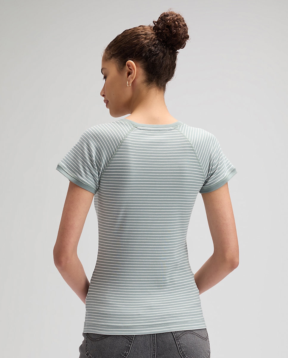 Camiseta de mujer de cuello ancho y manga raglán - Lee - Azul Azul-2