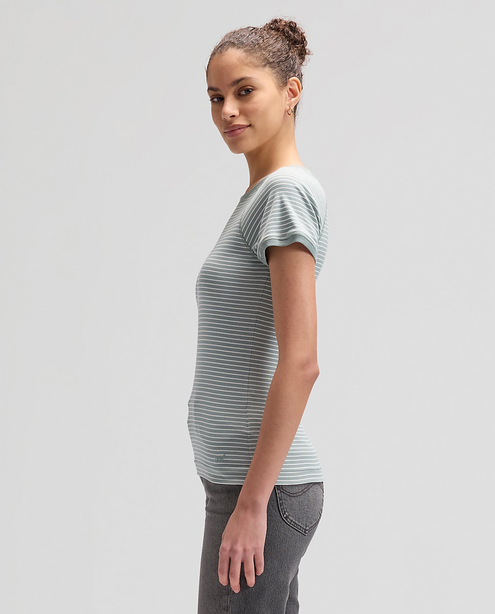 Camiseta de mujer de cuello ancho y manga raglán - Lee - Azul Azul-3