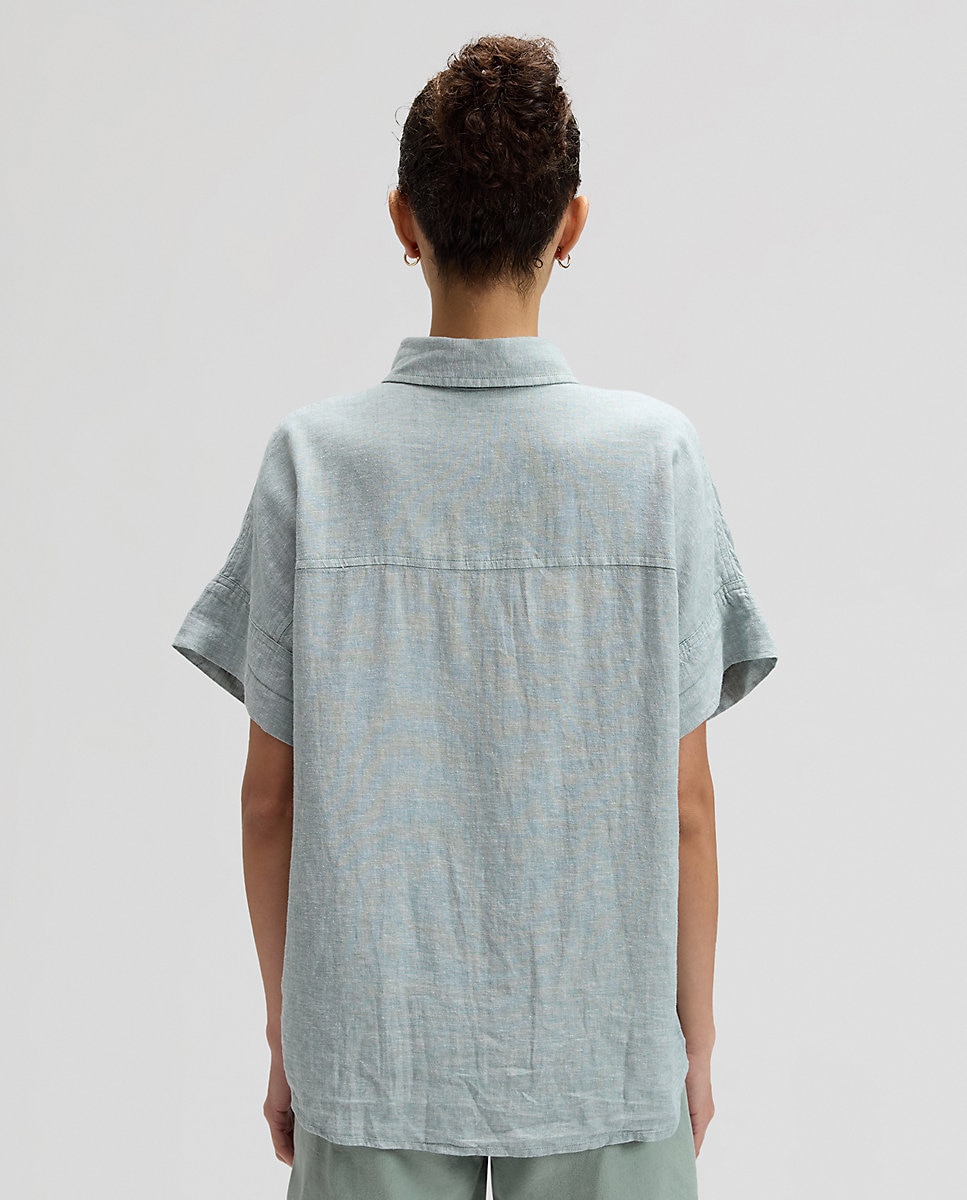 Camisa de mujer de manga corta y bolsillos - Lee - Azul Azul-2