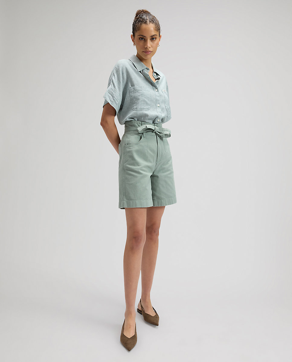 Camisa de mujer de manga corta y bolsillos - Lee - Azul Azul-3