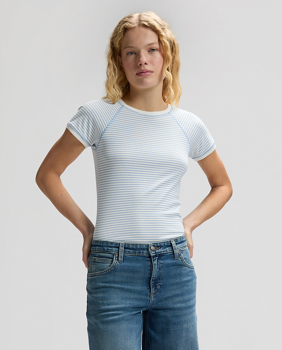 Camiseta de mujer de corte slim y manga corta - Lee - Azul Azul-1