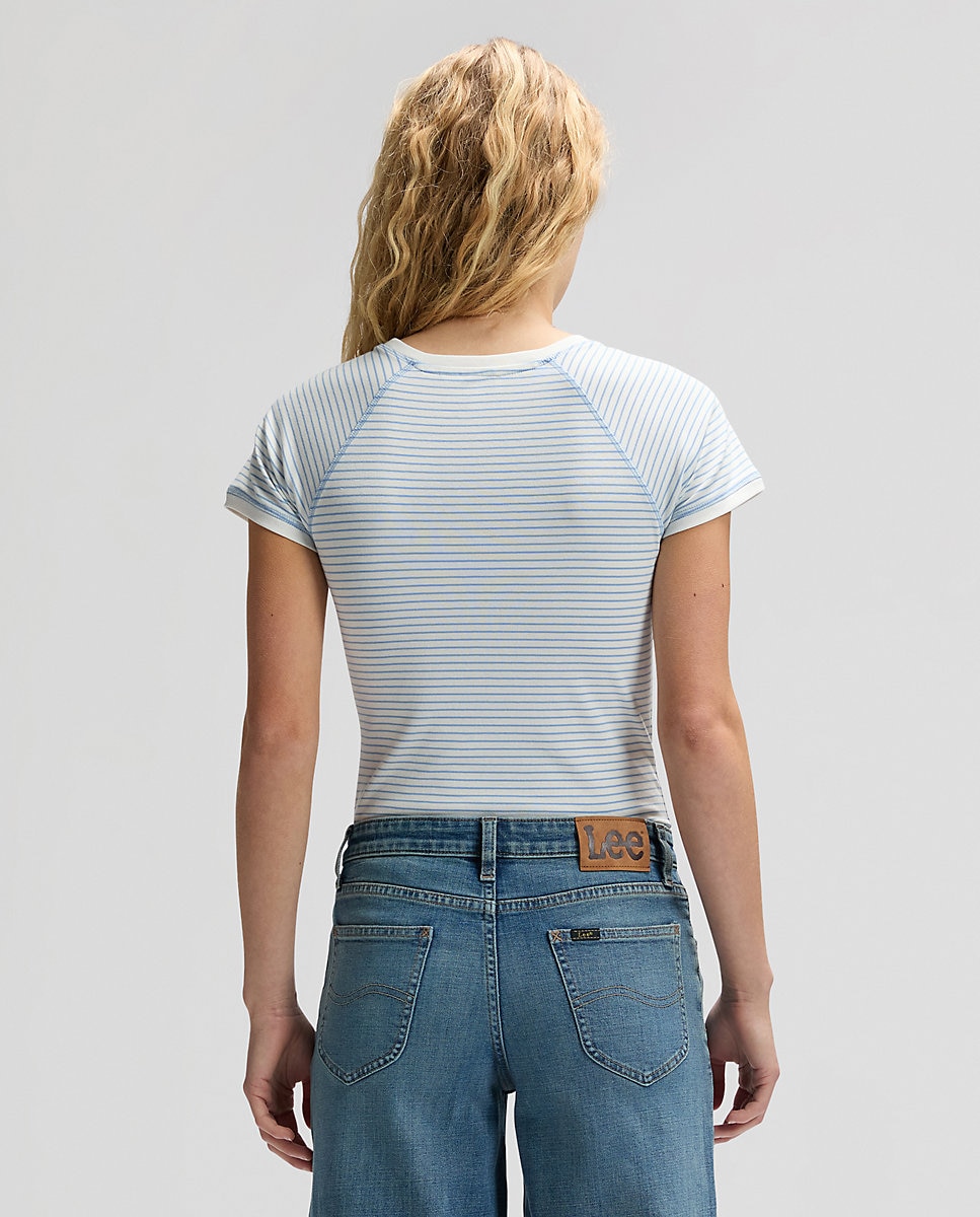 Camiseta de mujer de corte slim y manga corta - Lee - Azul Azul-2