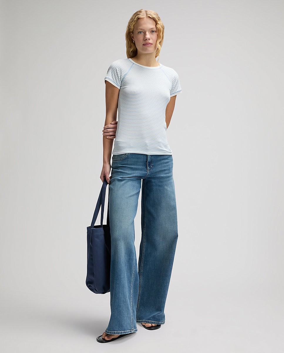 Camiseta de mujer de corte slim y manga corta - Lee - Azul Azul-3