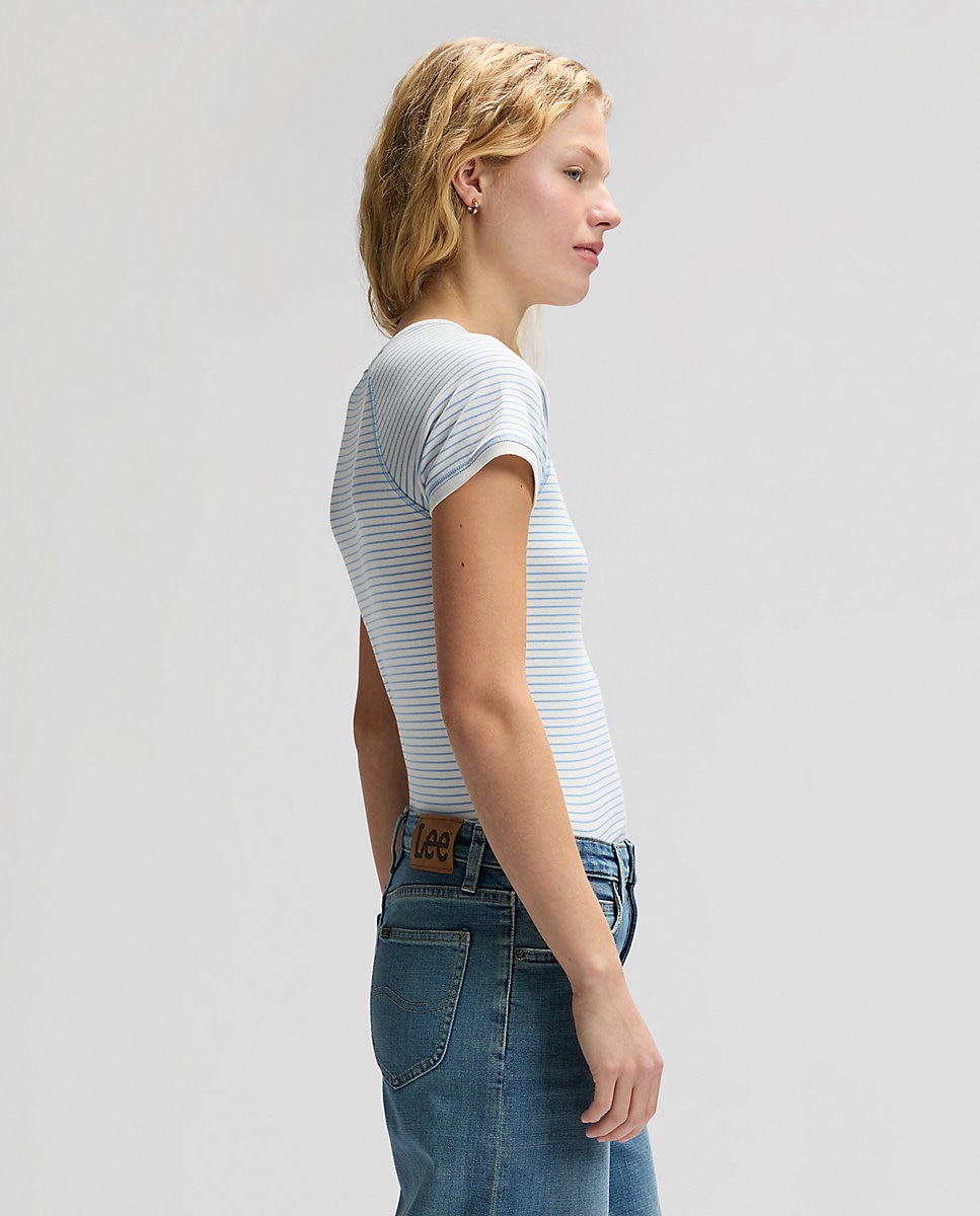 Camiseta de mujer de corte slim y manga corta - Lee - Azul Azul-4