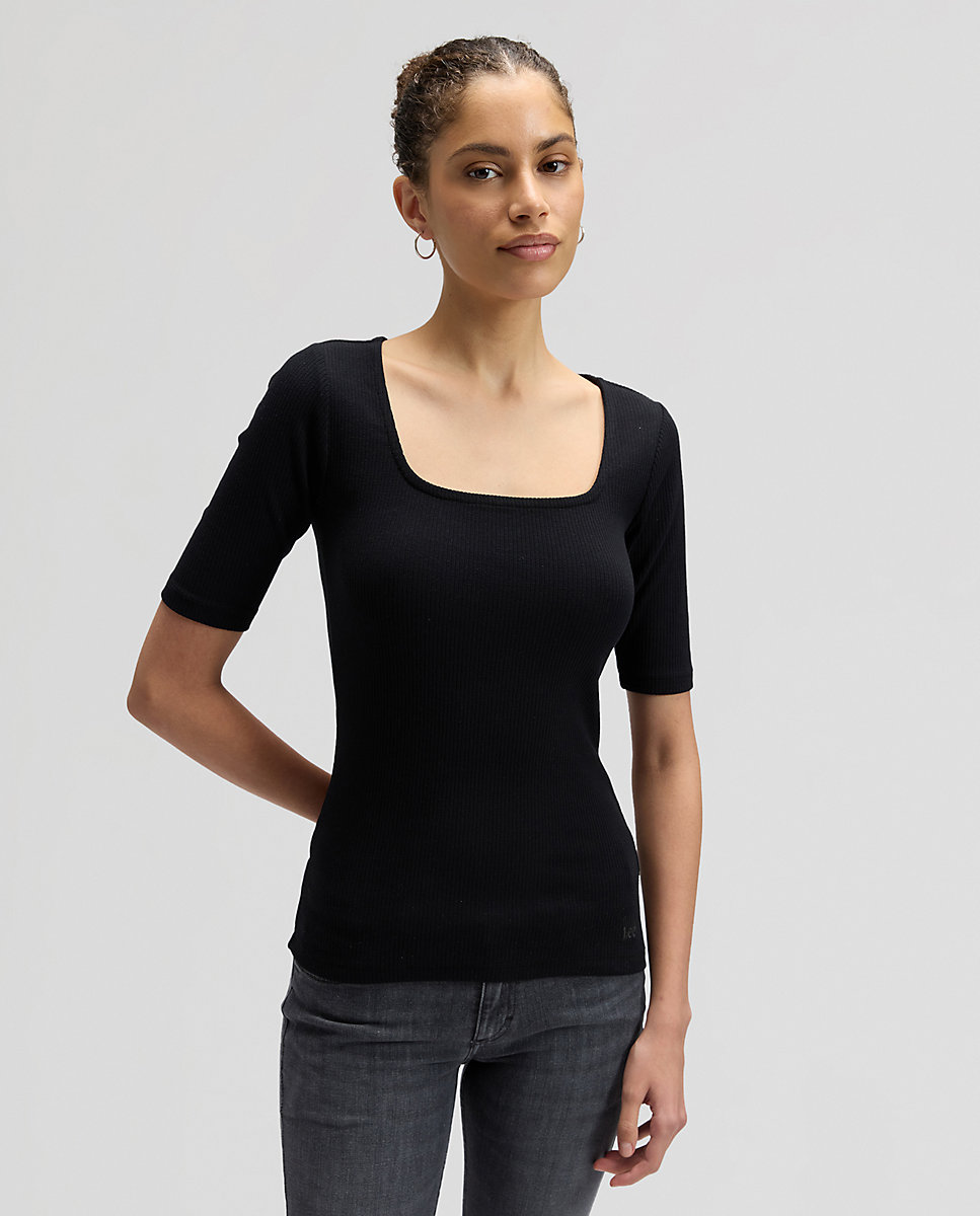 Lee - Camiseta de mujer con escote cuadrado de corte slim.
