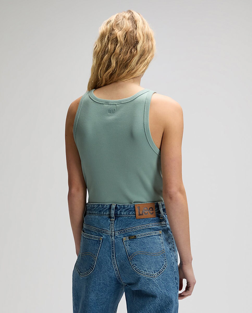 Camiseta de mujer basica sin mangas de corte slim - Lee - Azul Azul-2