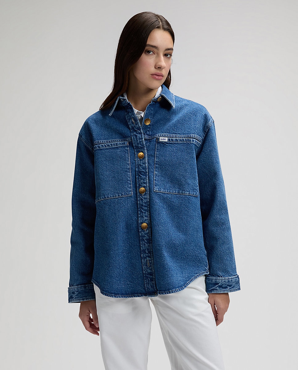 Sobrecamisa de mujer con dos bolsillos en el pecho - Lee - Azul Azul-1