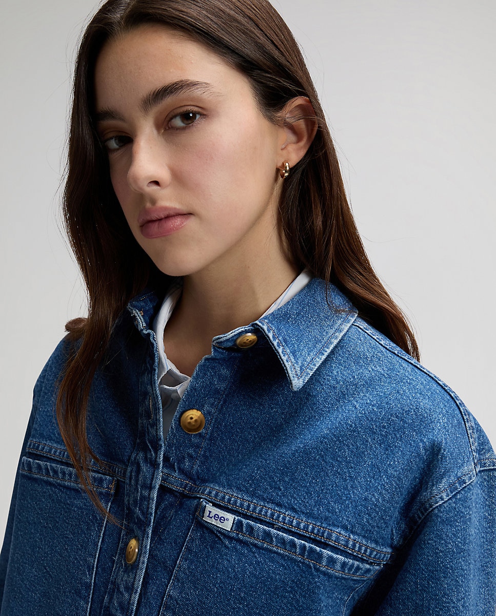 Sobrecamisa de mujer con dos bolsillos en el pecho - Lee - Azul Azul-3