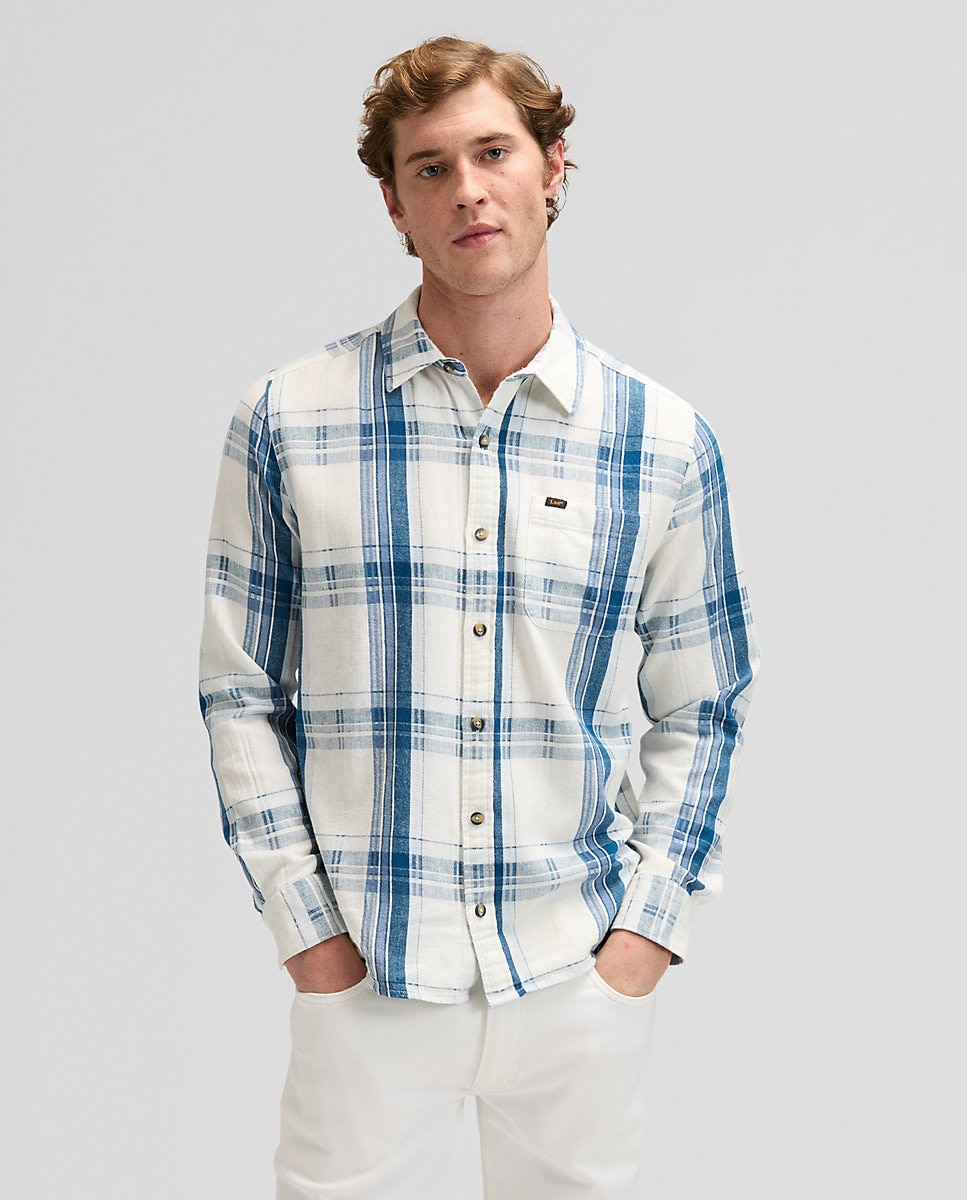 Camisa de hombre de manga larga de cuadros - Lee - Azul Azul-1