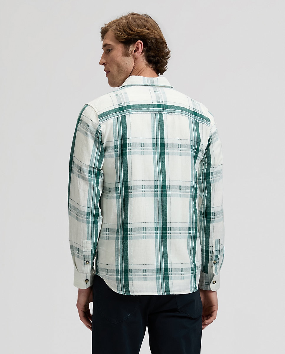 Camisa de hombre de manga larga de cuadros - Lee - Blanco / Verde Blanco / Verde-2