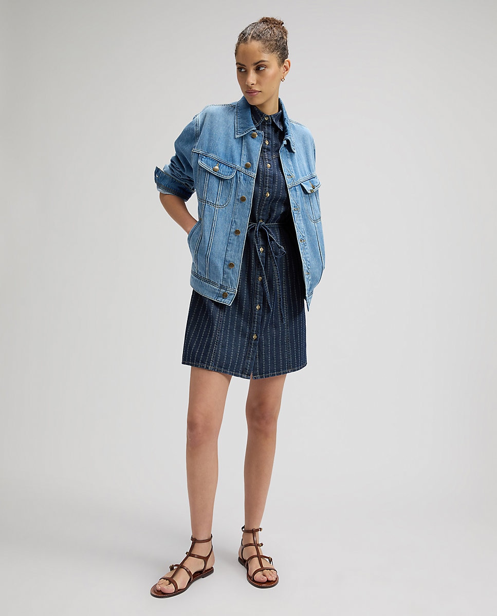 Vestido vaquero corto sin mangas con cuello camisero - Lee - Azul Azul-3
