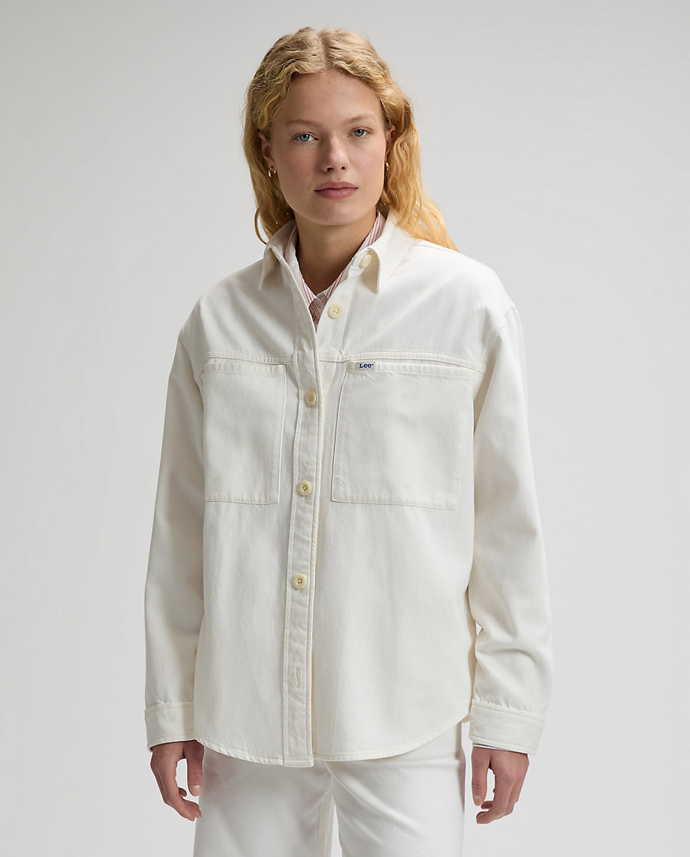 Sobrecamisa de mujer con dos bolsillos en el pecho - Lee - Blanco Blanco-1