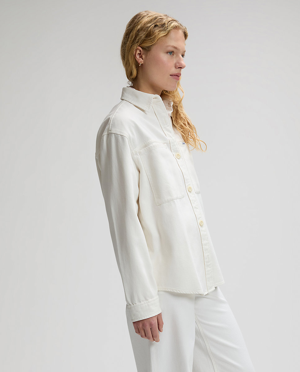 Sobrecamisa de mujer con dos bolsillos en el pecho - Lee - Blanco Blanco-2
